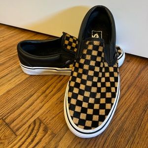 *RARE FIND* VANS CLASSIC SLIP-ON (CALF HAIR) CHECKERBOARD WMN